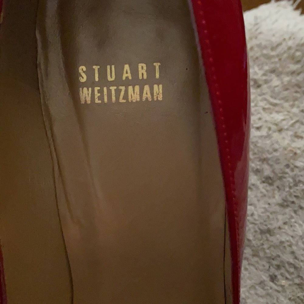 Stuart Weitzman Red Open Toe Shoes Size 10 - image 4